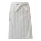 腰下ミドルストライプエプロン ホワイト 綿100% KMA2711-21 代引不可
