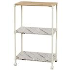 ウッドシェルフ付 ラック 3段 60wアイボリー/ミッキー ラック チェスト テレビラック 木棚付き スチールラック