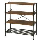 インテリアパイプラック 4段 80W ウッドラック インテリアラック ヴィンテージ ディスプレイラック おしゃれ 収納 木製