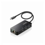 LANアダプター 有線 タイプC Giga USBハブ付 USB-A×3 USB3.2 Gen1 3.1 Gen1 3.0 10 100 1000Mbps Windows Mac対応 Type-C USB-C ブラック 代引不可