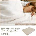 先染コットンタオルケット・ナチュラルストライプ　シングル タオルケット 寝具 ケット 快眠 涼感 冷感