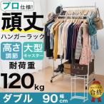 業務用 頑丈ハンガーラック 棚付き ダブル 幅90 【耐荷重120kg】 REK-4022