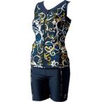 エレッセ ellesse プリント美ラップ美アーム美セパ レディース 水着 ES55200 ネイビーブルー NB
