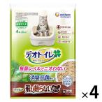 猫砂 デオトイレ 飛び散らないねこ型チップ  天然木 消臭・抗菌チップ 4L 4袋 ユニ・チャーム