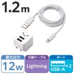 iPhone 充電器 12W USB-A2ポート ライトニングケーブル付属 1.