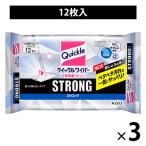 クイックルワイパー 立体吸着ウエットシート ストロング ガンコな油汚れ・ニオイ対応 1セット（12枚入×3パック） 花王