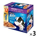  Felix кошка мягкость решётка для взрослой кошки . рыба . мясо варьете упаковка (12 пакет входить )3 шт корм для кошек мокрый pauchi