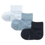  Muji Ryohin Kids пара становится прямой угол .... хлопок короткий носки (3 пара комплект ) 15~19cm голубой * голубой * темный темно-синий хорошая вещь план 