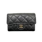 [ прекрасный товар ][ б/у ]CHANEL Chanel футляр для карточек черный черная икра s gold matelasse 