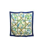 【中古】HERMES エルメス 小物 カレ90 Caraibes カリブ鳥 花 シルク