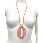 【中古】HERMES エルメス ネックレス プレート アトラージュ ペンダント メタル オレンジ ピンク レディース