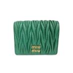 【未使用】【新古品】miumiu ミュウミュウ 財布 ギャザー 5MV204 ラムスキン 二つ折り財布 グリーン