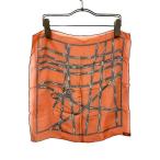 ショッピングエルメス 【中古】HERMES エルメス 小物 プチカレ ボルデュックリボン オレンジ カレ45 シルク シースルー シアー