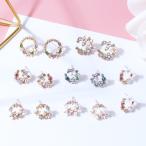 Yahoo! Yahoo!ショッピング(ヤフー ショッピング)ピアス 人気 レディース ピアス キャッチ シルバーニードル ピアス フラワー ハート ピアス ラインストーン ピアス プレゼント パーティー デート