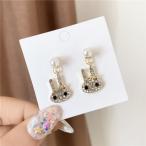Yahoo! Yahoo!ショッピング(ヤフー ショッピング)ピアス レディース S925シルバーニードル シンプル バニー パール ラインストーン リボン アニマル ウサギ 動物 動物ピアス かわいいデザインピアス
