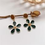 Yahoo! Yahoo!ショッピング(ヤフー ショッピング)ピアス レディース S925シルバー イエロー グリーン ビッグ フラワー レトロ 下がり オータム ゴールド シックなデザインピアス 韓国風ピアス かわいい