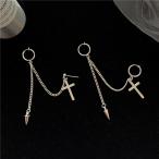 Yahoo! Yahoo!ショッピング(ヤフー ショッピング)ピアス イヤリング レディース S925シルバー パンク 片耳用 ロング コンビネーション イヤーカフ クロス チェーン クール ワイルド ストリート