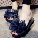 サンダル ミュール スリッパ レディース 夏 リボン 蝶結び 底が厚い 女性用  耐摩耗性 滑り止め ビーチスリッパ