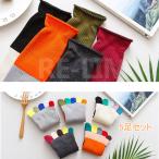 5本指ソックス レディース コットン 5足セット チューブソックス 秋冬 新商品 カラフルカラー パイルソックス