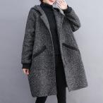  женский пальто осень-зима красивый . свободно L XL 2XL с капюшоном . с карманом большой размер симпатичный Корея способ шерсть Roo z.. новый товар 3 размер 