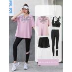  спорт одежда комплект 4 позиций комплект короткий рукав футболка леггинсы одежда комплект Large размер свободно скорость .. спорт фитнес тренировка теннис Jim лето 