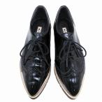 Diana DIANA эмаль оксфорды Loafer wing chip гонки выше 42383 23.0 черный ur132 [ б/у ]
