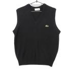 CHEMISE LACOSTE пятна -z Lacoste лучший шерсть вязаный tops нашивка вышивка V шея черный 3