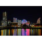  картина способ обои постер (. ... наклейка тип ) Yokohama ...... ночь .MM21 пейзаж город городской пейзаж 100 выбор Cara черный YKH-001A1(A1 версия 830mm×585mm)< сделано в Японии >