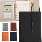  органайзер A5 6 дыра кольцо Note PU кожа три складывать тонкий заправка имеется ( черный, A5)