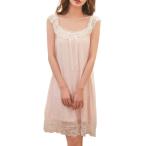 ココスピグミー ネグリジェ ノースリーブ ナイトウェア パジャマ ルームウェア レース 無地 レディース 3900(ピンク,  L)