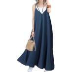 li licca One-piece Cami длинный макси длина Flare Silhouette свободно женский XXL синий ( голубой, 2XL)