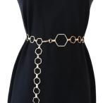 チェーンベルト レディース ゴールド ウエストベルト サッシュベルト 韓国(ゴールド,  Free Size)