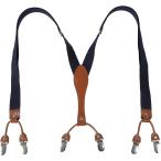 サスペンダー レザー＆ゴムサスペンダー メンズ レディース Y型 2.5cm幅x最長110cm 青 MDM(ブルー,  Free Size)