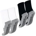 サッカー ソックス ジュニア スポーツ 滑り止め 足首サポート 子供 キッズ 靴下(黒・白2足セット,  19cm〜24cm)