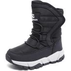 スノーブーツ キッズ 男の子 スノーシューズ 女の子 長靴 ジュニア 子供 防水 防寒 冬 (01ブラック,  22.5 cm 2.5E)