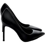 10cm ピンヒール ハイヒール パンプス ポインテッドトゥ オシャレ フォーマル レディース(ブラック,  24.5 cm)