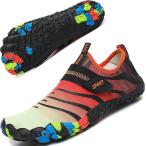 マリンシューズ ウォーターシューズ 水陸両用 軽量 アクアシューズ 男女・キッズ兼用(オレンジ イエロー,  20.5 cm)