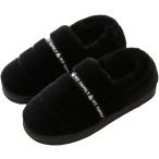 レリカ もこもこ 暖かい ルーム シューズ かかと 付き 軽量 保温 スリッパ 室内 あったか MDM (ブラック,  26.0〜26.5 cm)