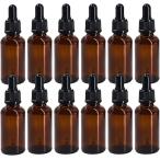 遮光瓶 スポイト付き アロマオイル 精油 詰め替え 保存用 ガラス製 12本セット (ブラウン,  30ml)