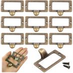 XPデザイン アンティーク調 ネームプレート プルハンドル 引き出し キャビネット ノブ 取っ手 ブロンズ 金具(ブロンズ/L10個)