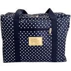 ショッピングボストンバッグ 大型 H＆Co.select折りたたみ トラベルバッグ 大型 防水 ボストンバッグ キャリーオンバッグ(ネイビードット)