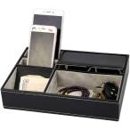 卓上 マルチ 収納 小物入れ ケース トレー デスクオーガナイザー オーバーナイター メガネ リモコン スマホ ペン立て 机(ブラック)