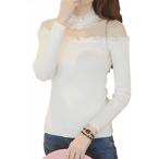 トーアソーア カットソー レディース 長袖 トップス 無地 おしゃれ 薄手 かわいい セクシー 肩 韓国 MDM(02 - 白 - L,  L)