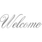 Welcome ウェルカム ウォールステッカー カッティングステッカー 防水(銀,  横20cmｘ縦6.6cm)