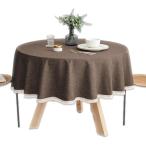 北欧風 テーブルクロス 円形 撥水 防水 (ブラウン,  直径120cm)