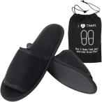 ショッピング携帯スリッパ 携帯スリッパ 折り畳み コンパクト 室内履き ルームシューズ 持ち運び 学校 旅行 来客用 軽量(ブラック,  Free Size E)