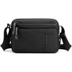 ショルダーバッグ メンズ 撥水 軽量 斜めがけ 多収納 ボディバッグ 防水 小さめ ミニバッグ 横型 サコッシュ 多機能(ブラック)