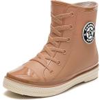 レインブーツ レインシューズ レディース パステルカラー スニーカー風 雨靴 雪 防水 ガーデニング(ブラウン,  24.0 cm)