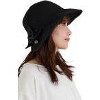 ショッピング端っこ バレリア リボン付き キャペリンハット 洗濯機で洗える 折りたたみ 帽子 レディース(ブラック,  56.0-58.0 cm)