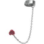 ローズ 薔薇ピアス チェーンピアス イヤーカフ スタッド メンズ レディース ステンレス アクセサリー(レッド)